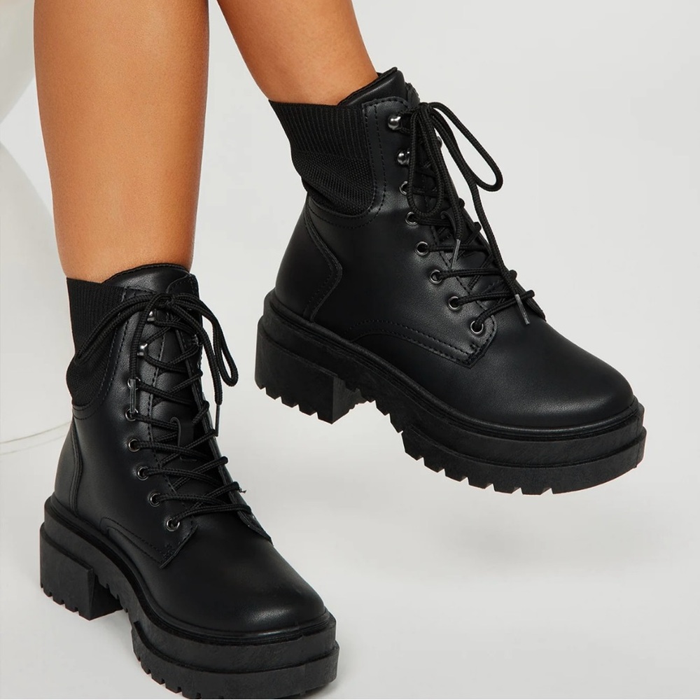 Like-New Fashion Nova Combat Boots Size 10 Medium